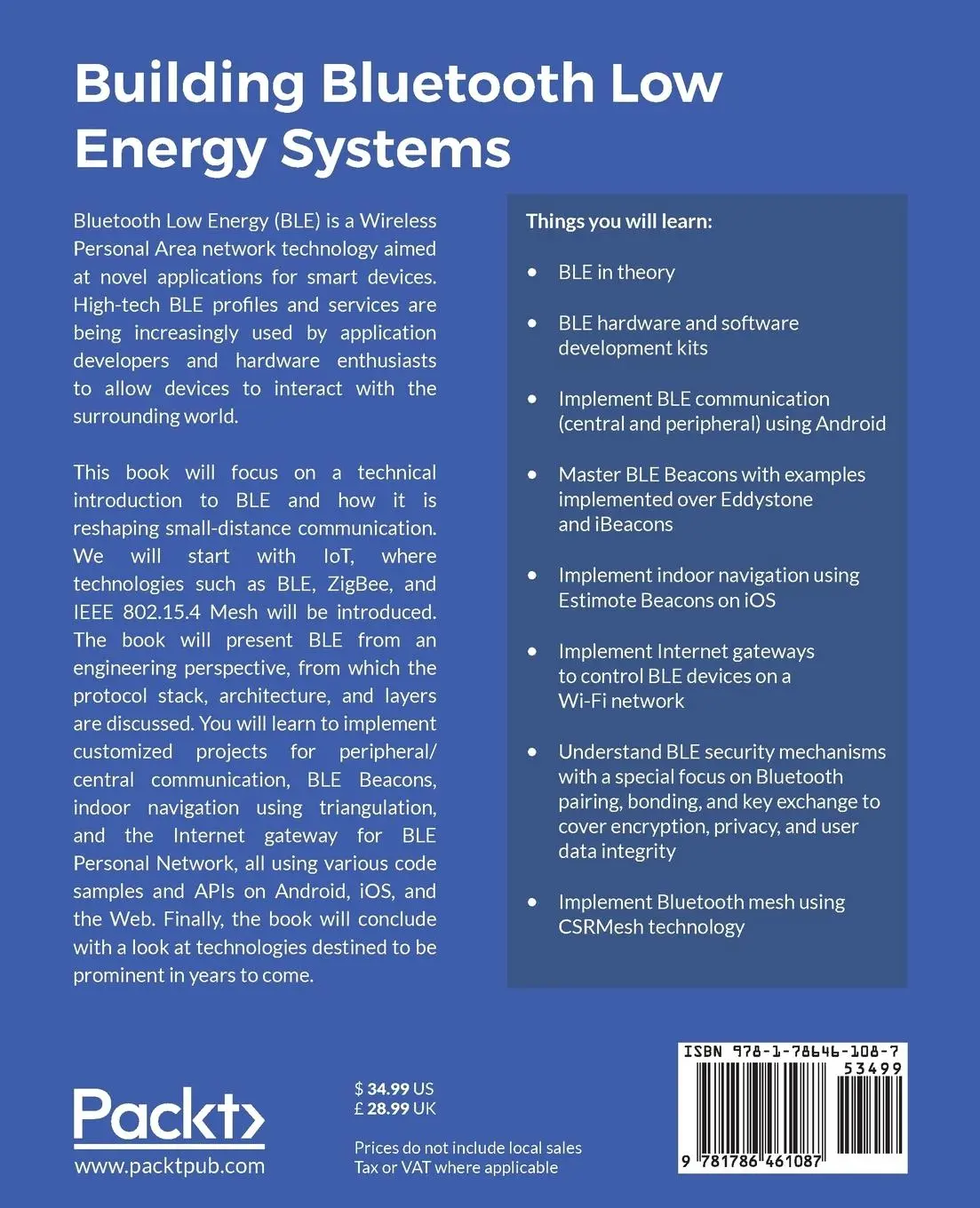 Rückseite: 9781786461087 | Building Bluetooth Low Energy Systems | Muhammad Usama Bin Aftab