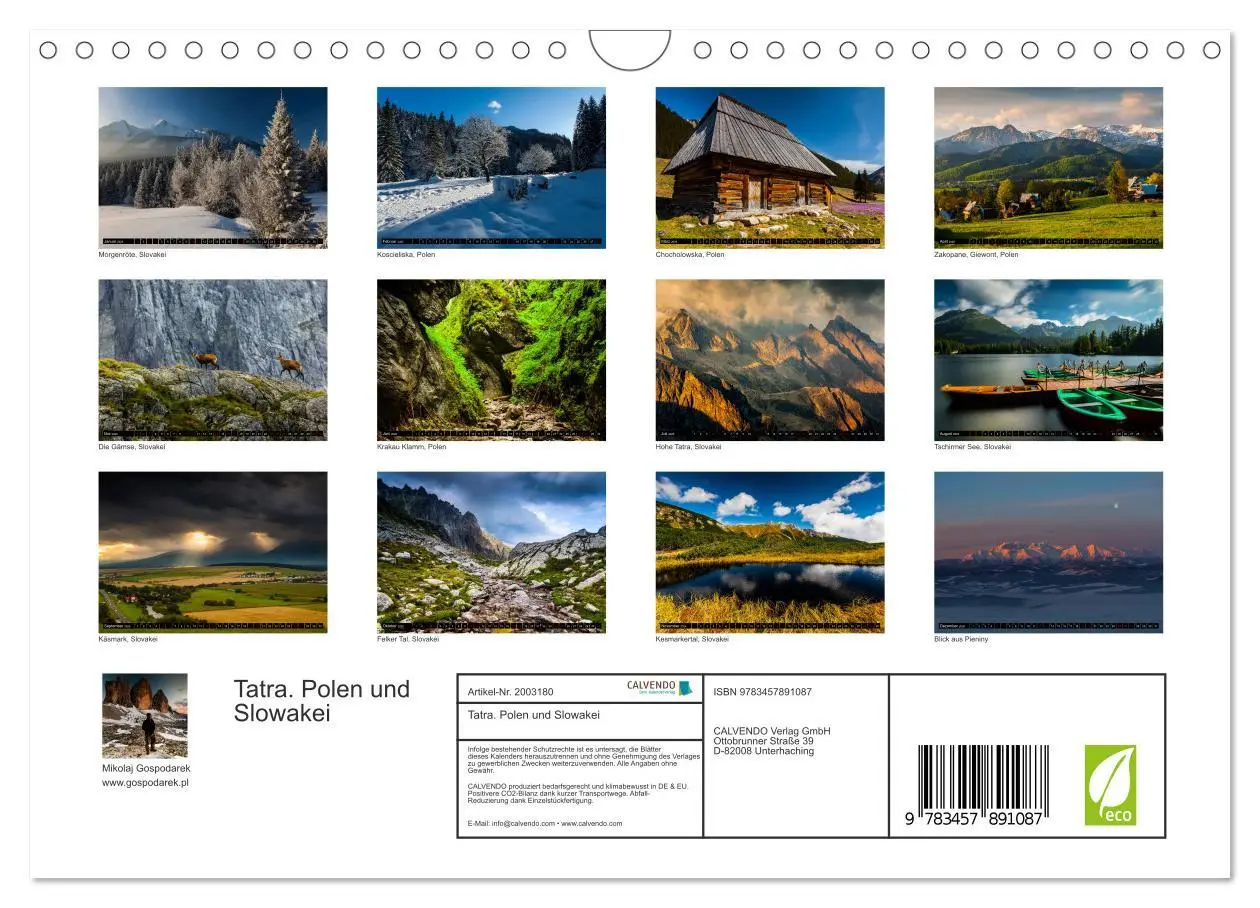 Bild: 9783457891087 | Tatra. Polen und Slowakei (Wandkalender 2026 DIN A4 quer), CALVENDO...