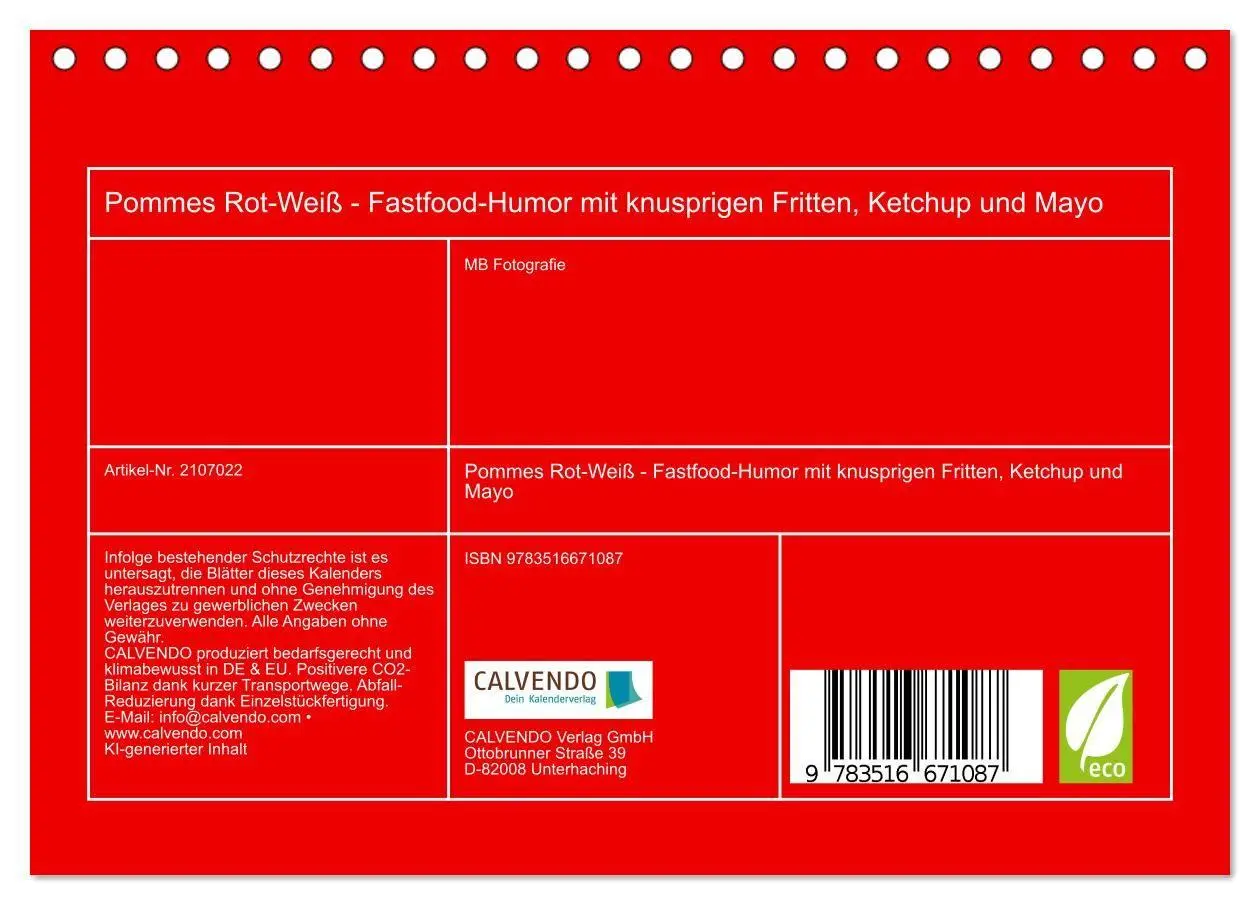 Bild: 9783516671087 | Pommes Rot-Weiß - Fastfood-Humor mit knusprigen Fritten, Ketchup...