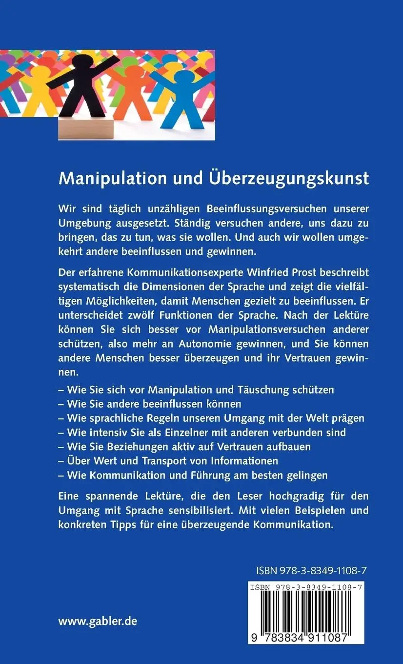 Rückseite: 9783834911087 | Manipulation und Überzeugungskunst | Winfried Prost | Buch | x | 2009