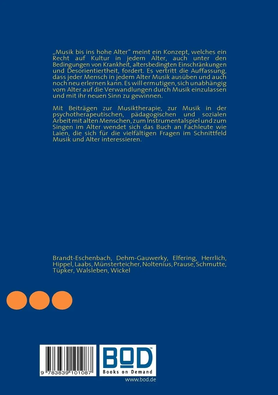 Rückseite: 9783839101087 | Musik bis ins hohe Alter | Fortführung, Neubeginn, Therapie | Buch