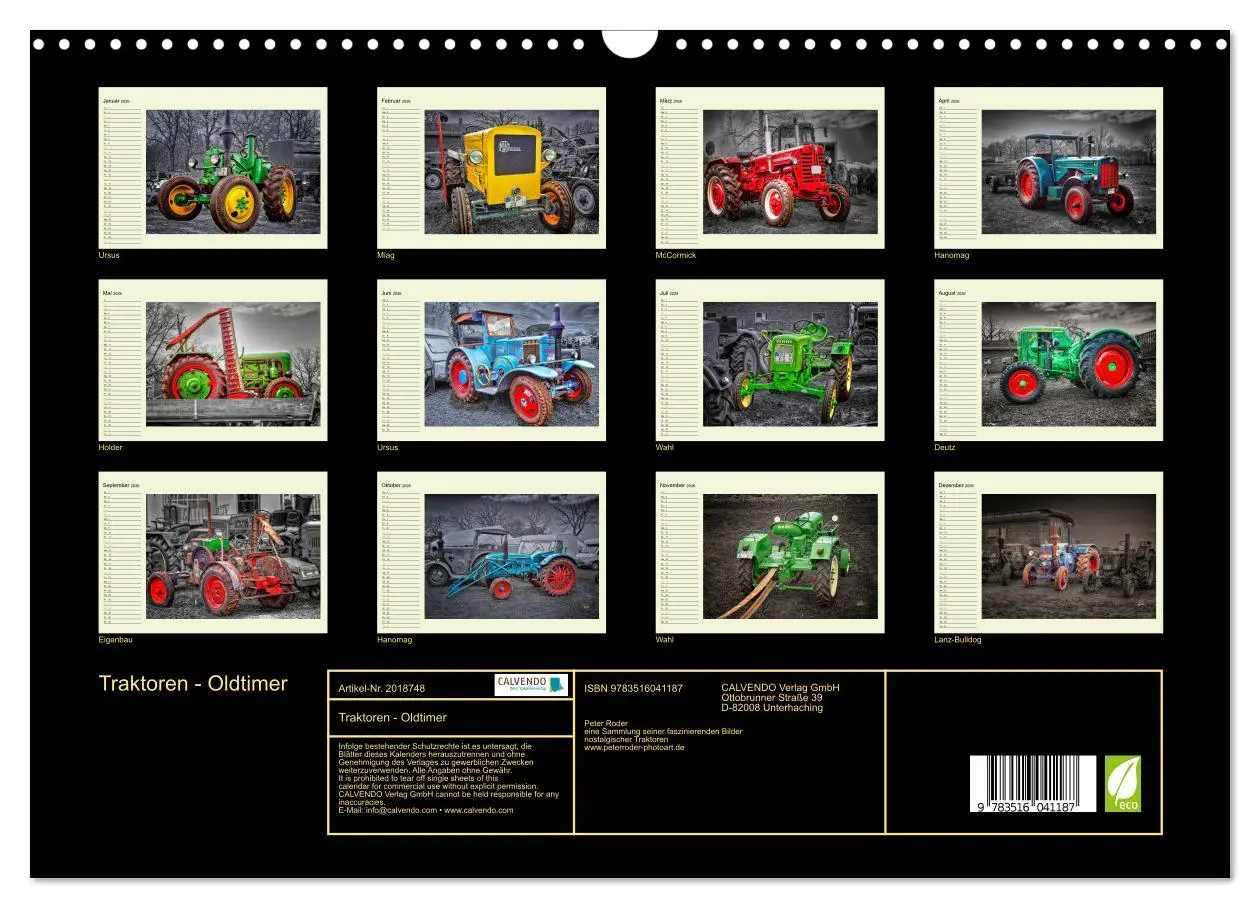 Bild: 9783516041187 | Traktoren - Oldtimer (Wandkalender 2026 DIN A3 quer), CALVENDO...