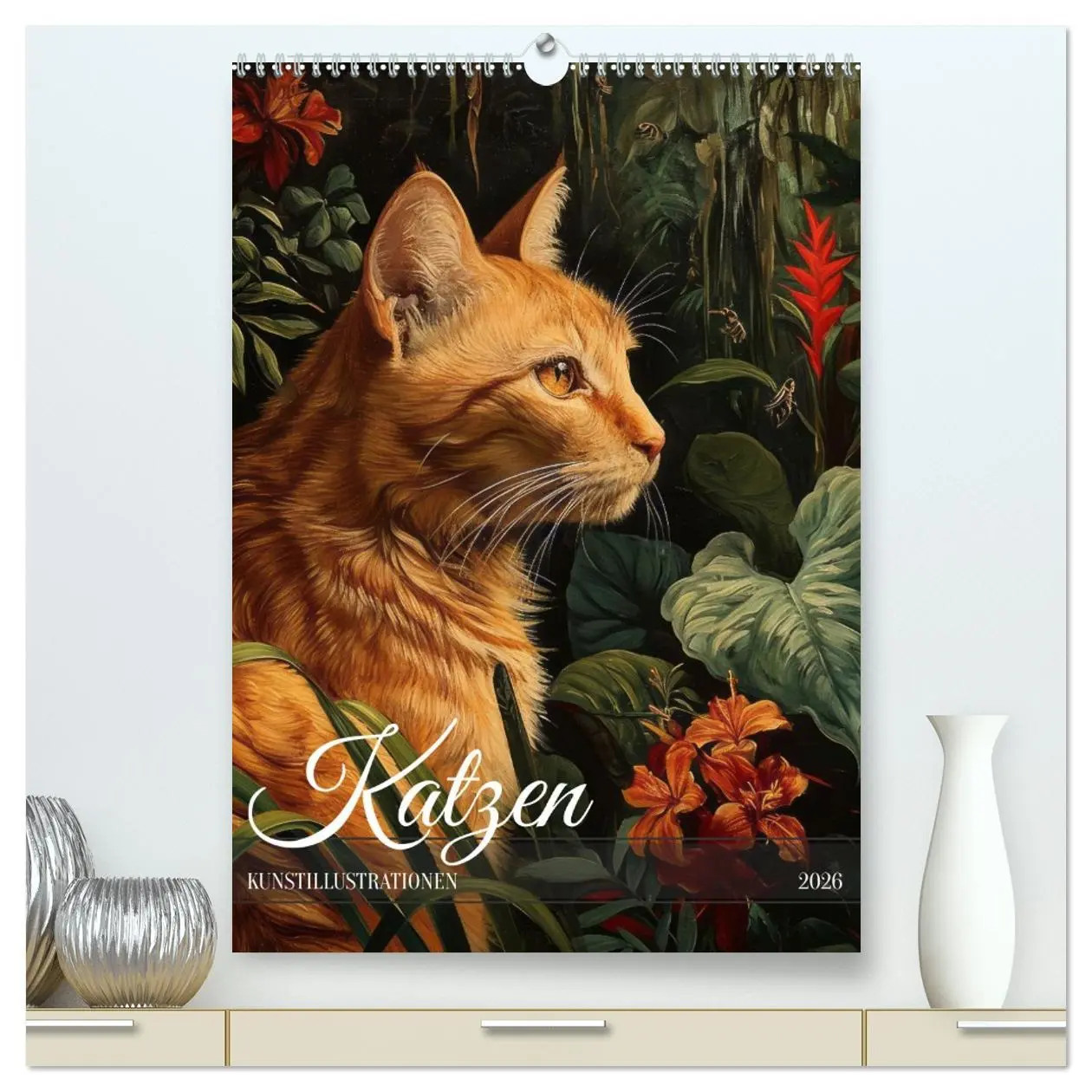 Cover: 9783516281187 | Katzen Kunstillustrationen (hochwertiger Premium Wandkalender 2026...