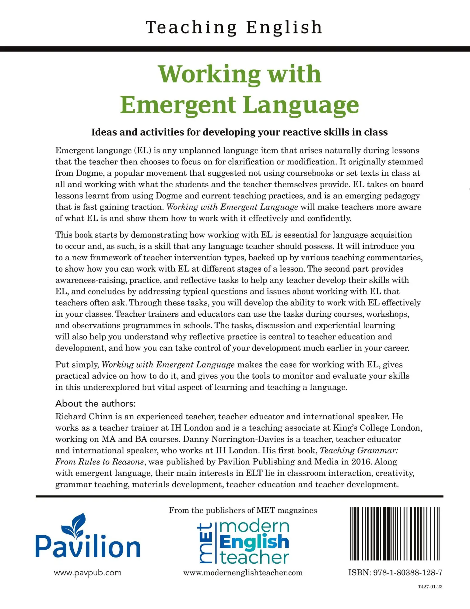 Rückseite: 9781803881287 | Working with Emergent Langauge | Richard Chinn (u. a.) | Taschenbuch