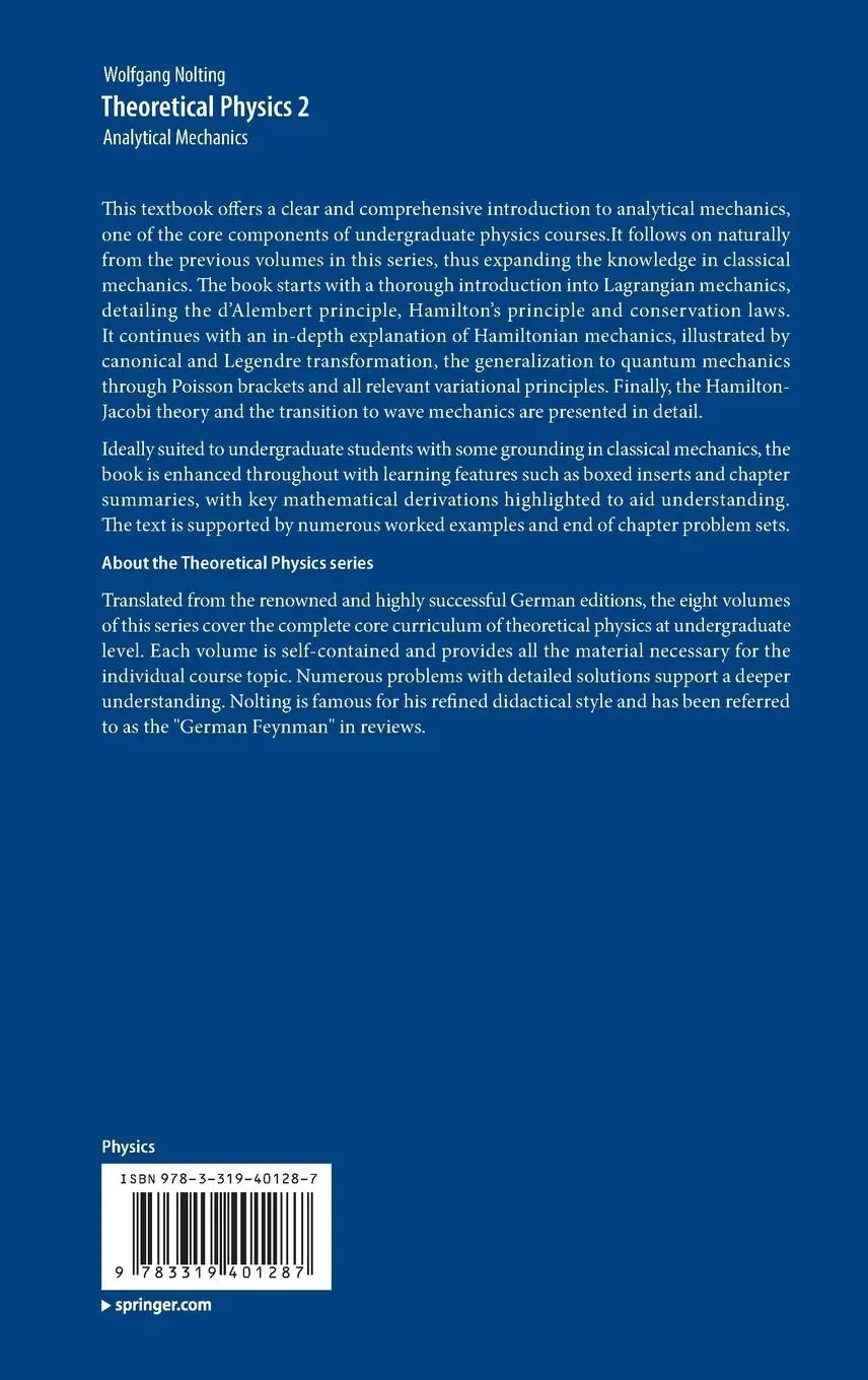 Rückseite: 9783319401287 | Theoretical Physics 2 | Analytical Mechanics | Wolfgang Nolting | Buch