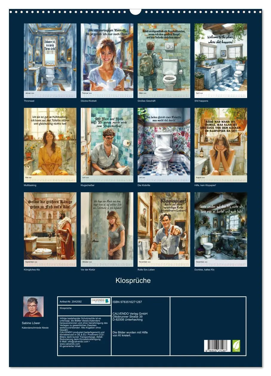 Bild: 9783516271287 | Klosprüche (Wandkalender 2026 DIN A2 hoch), CALVENDO Monatskalender