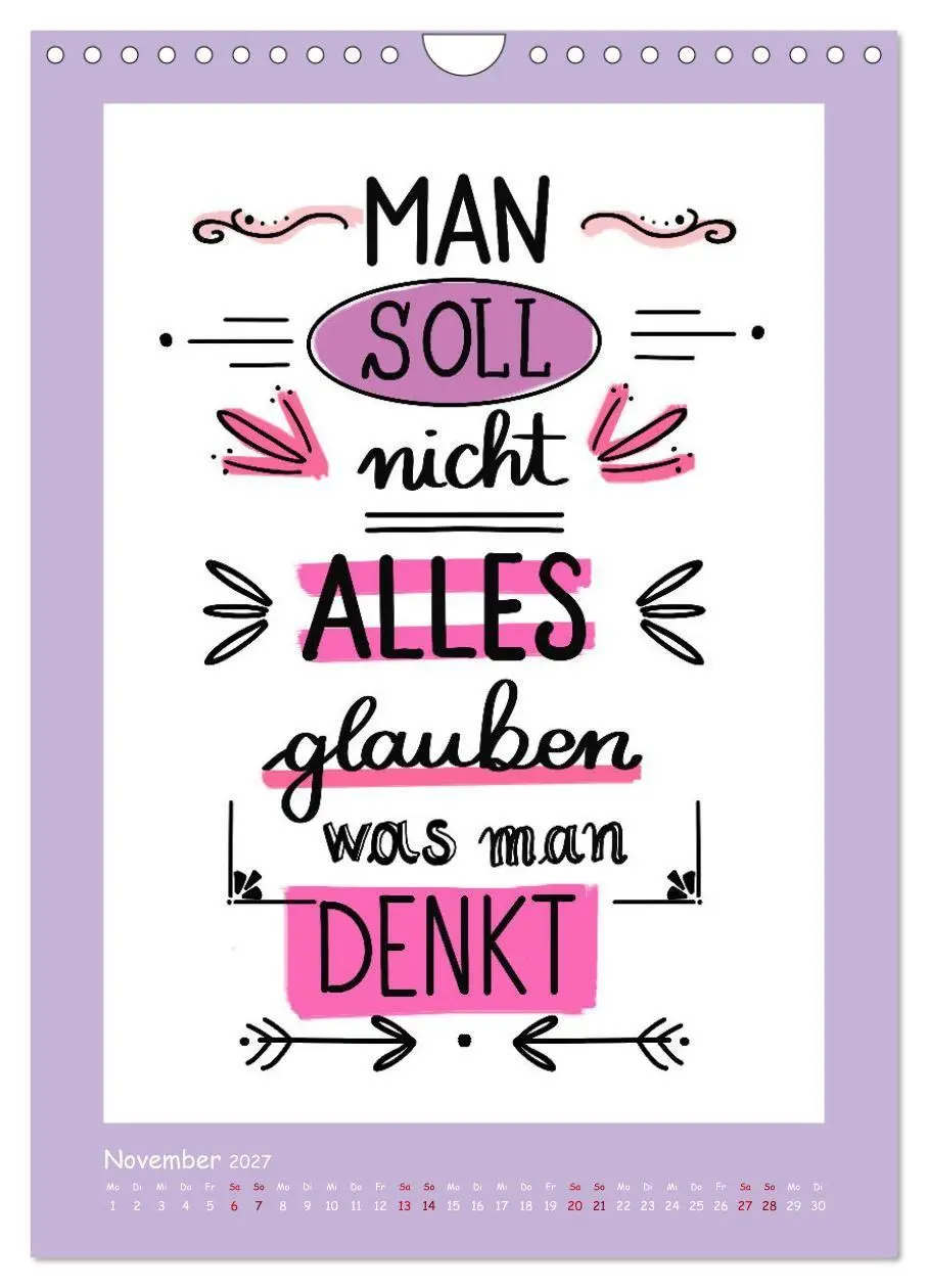 Bild: 9783569121287 | Nachgedacht-Sprüche und Zitate (Wandkalender 2027 DIN A4 hoch),...