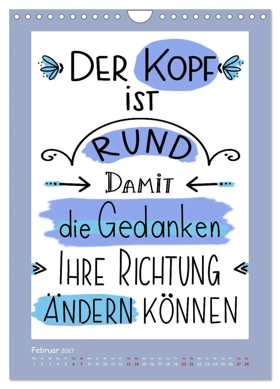 Bild: 9783569121287 | Nachgedacht-Sprüche und Zitate (Wandkalender 2027 DIN A4 hoch),...