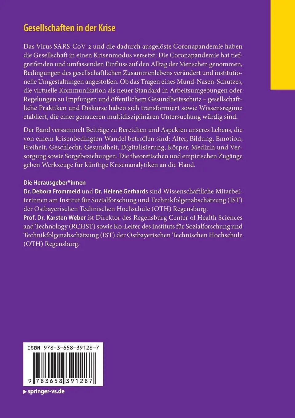 Rückseite: 9783658391287 | Gesellschaften in der Krise | Debora Frommeld (u. a.) | Taschenbuch