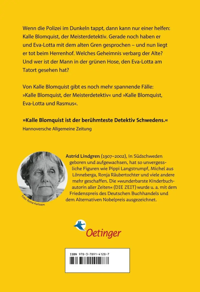 Rückseite: 9783789141287 | Kalle Blomquist 2. Kalle Blomquist lebt gefährlich | Astrid Lindgren