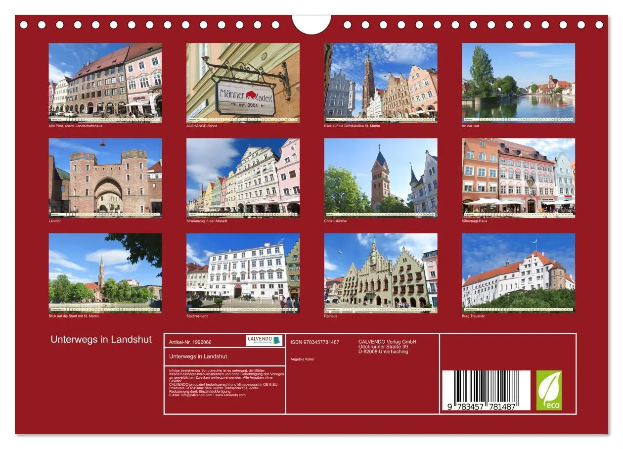 Bild: 9783457781487 | Unterwegs in Landshut (Wandkalender 2026 DIN A4 quer), CALVENDO...