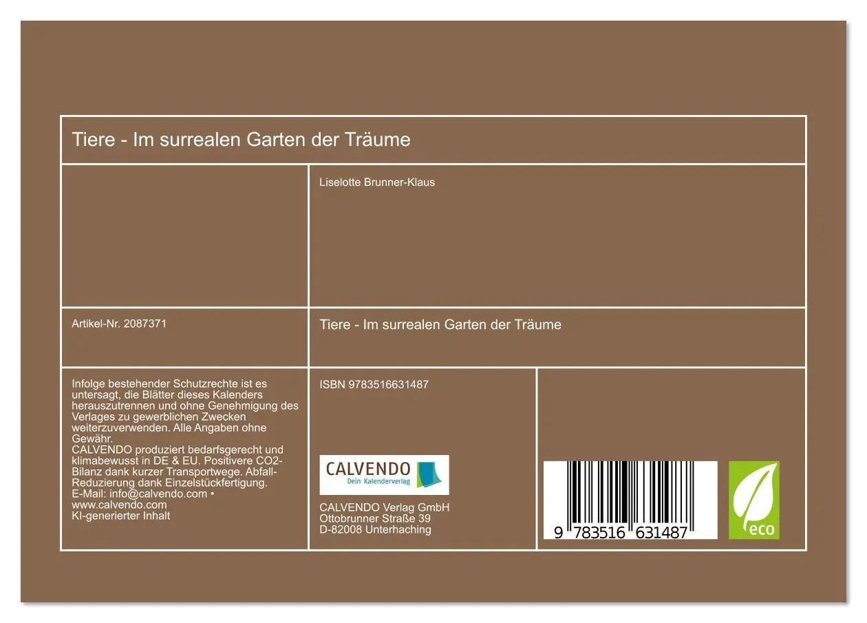 Bild: 9783516631487 | Tiere - Im surrealen Garten der Träume (Tischkalender 2026 DIN A5...
