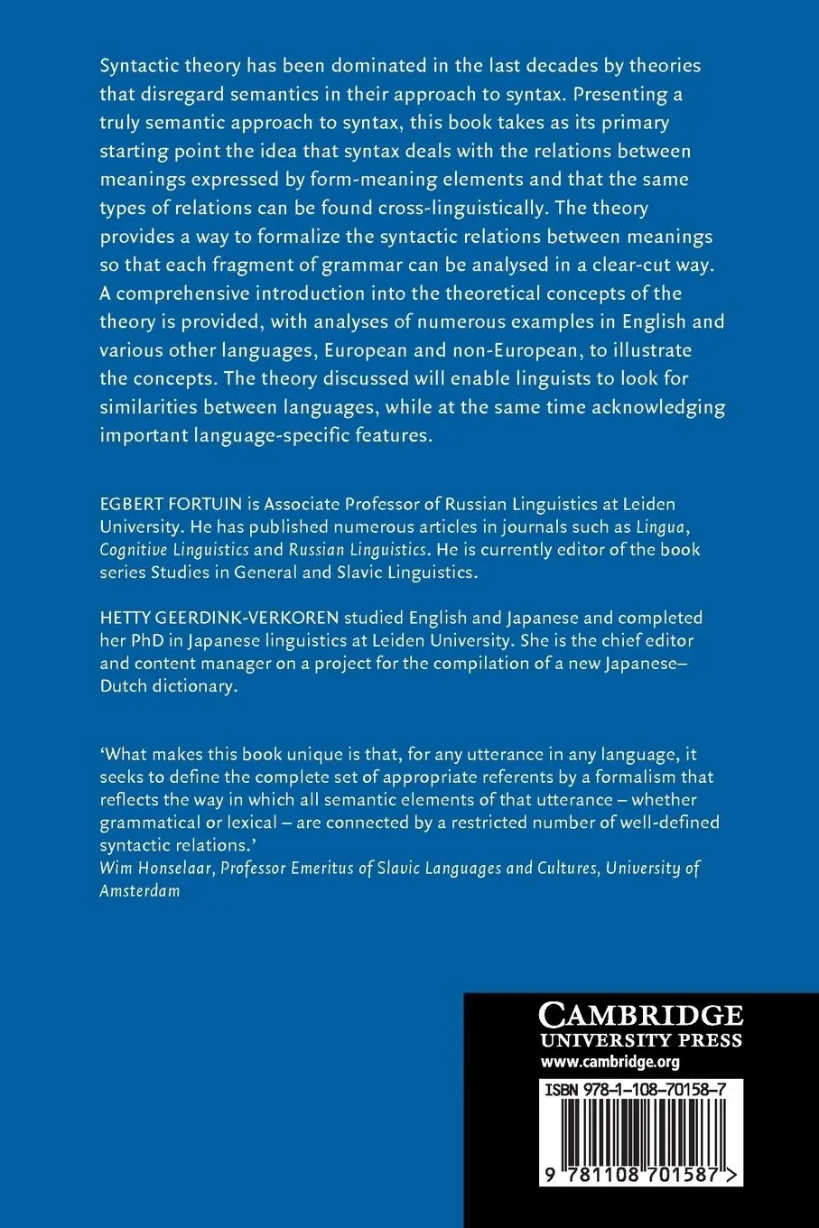 Rückseite: 9781108701587 | Universal Semantic Syntax | Egbert Fortuin (u. a.) | Taschenbuch