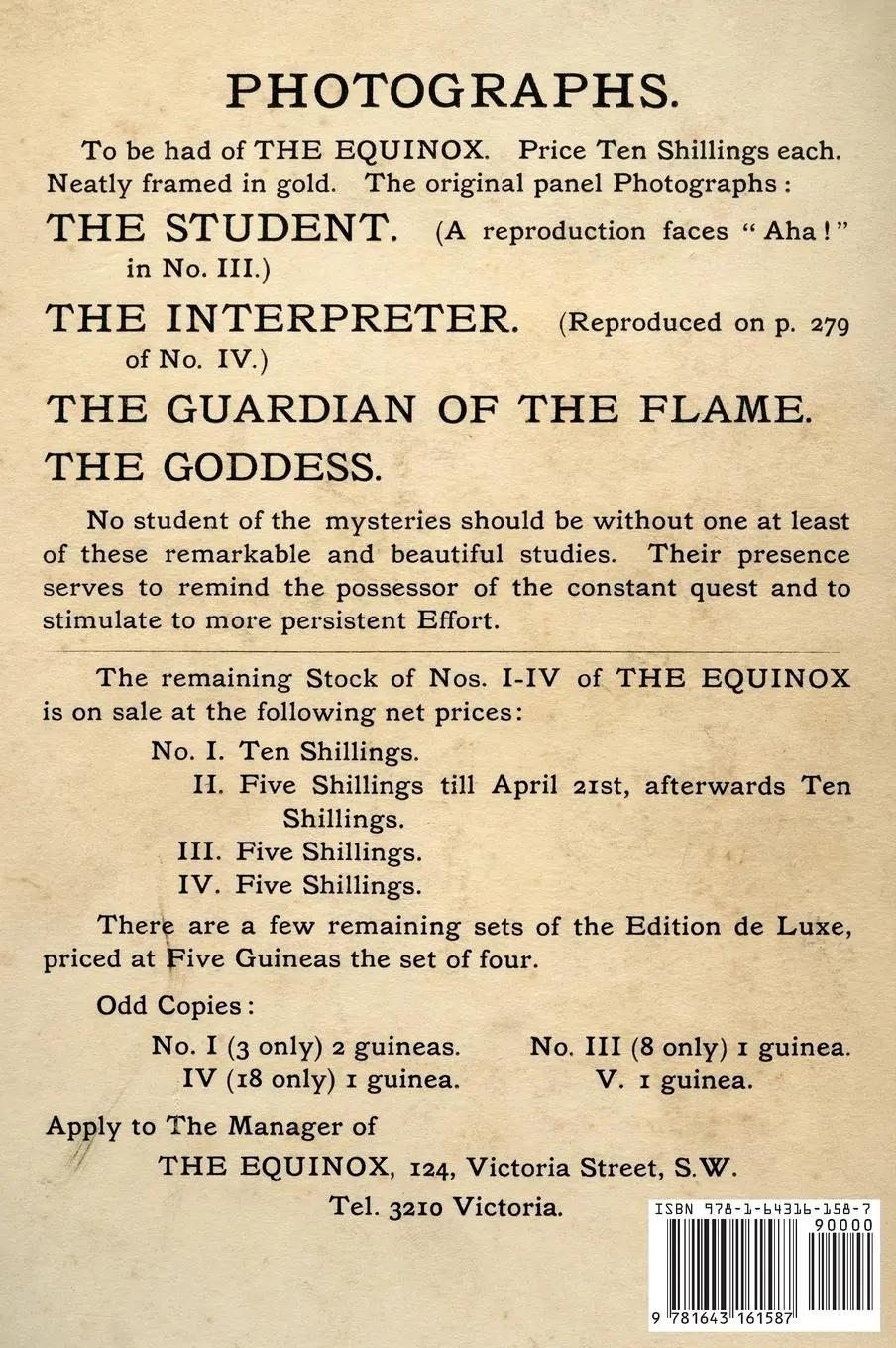 Rückseite: 9781643161587 | The Equinox | Keep Silence Edition, Vol. 1, No. 5 | Aleister Crowley