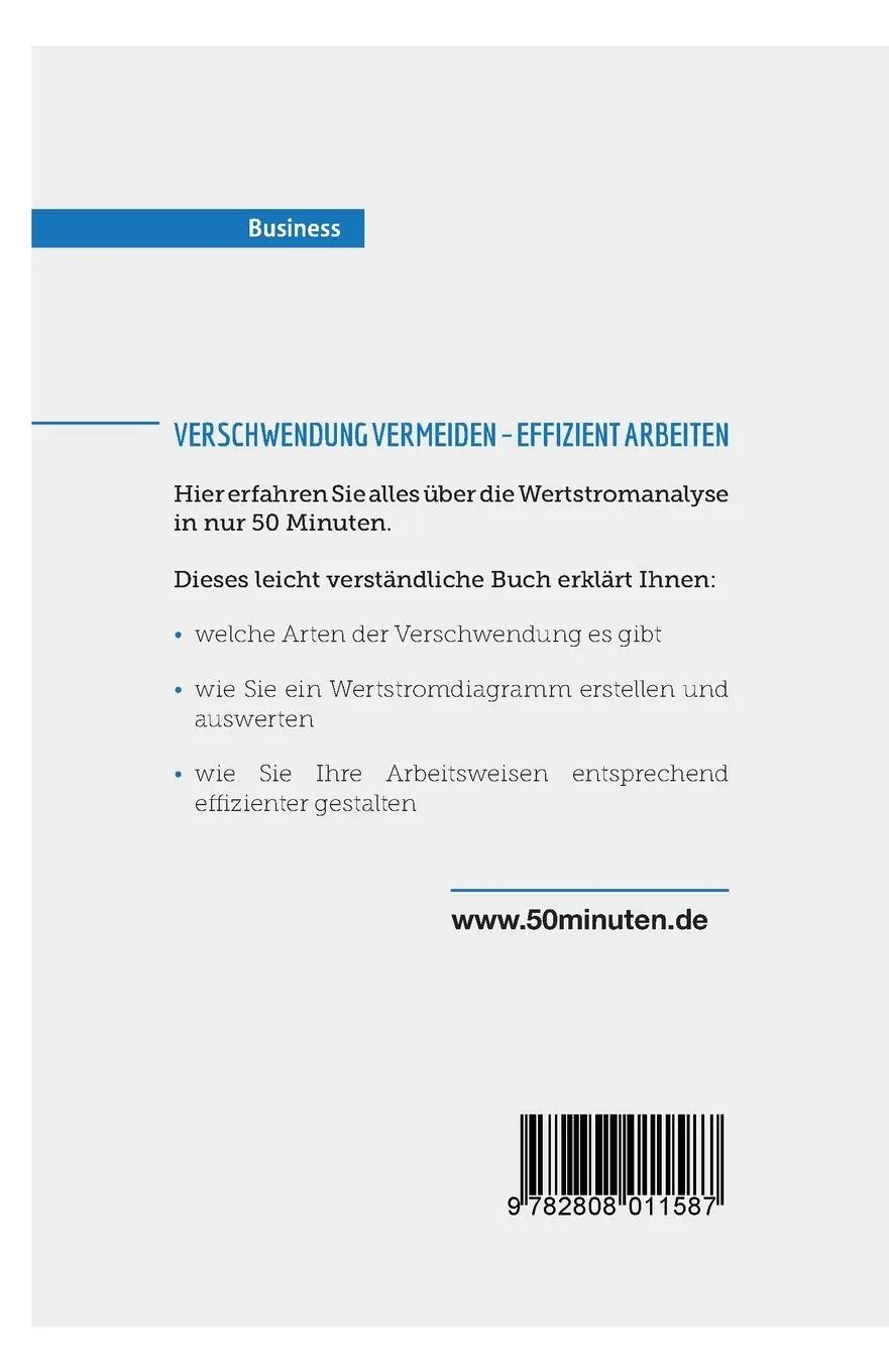 Rückseite: 9782808011587 | Die Wertstromanalyse | Wertketten methodisch darstellen | 50minuten