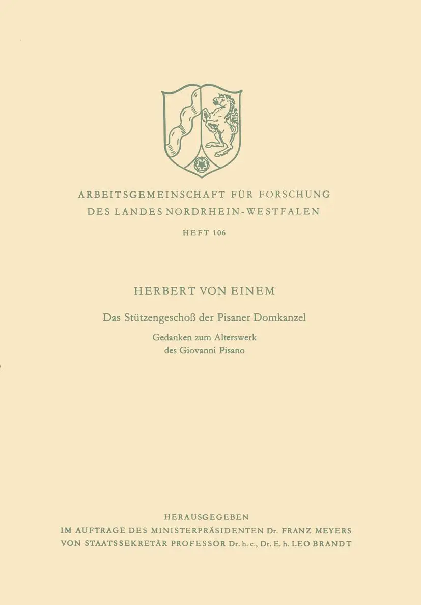 Cover: 9783322961587 | Das Stützengeschoß der Pisaner Domkanzel | Herbert von Einem | Buch
