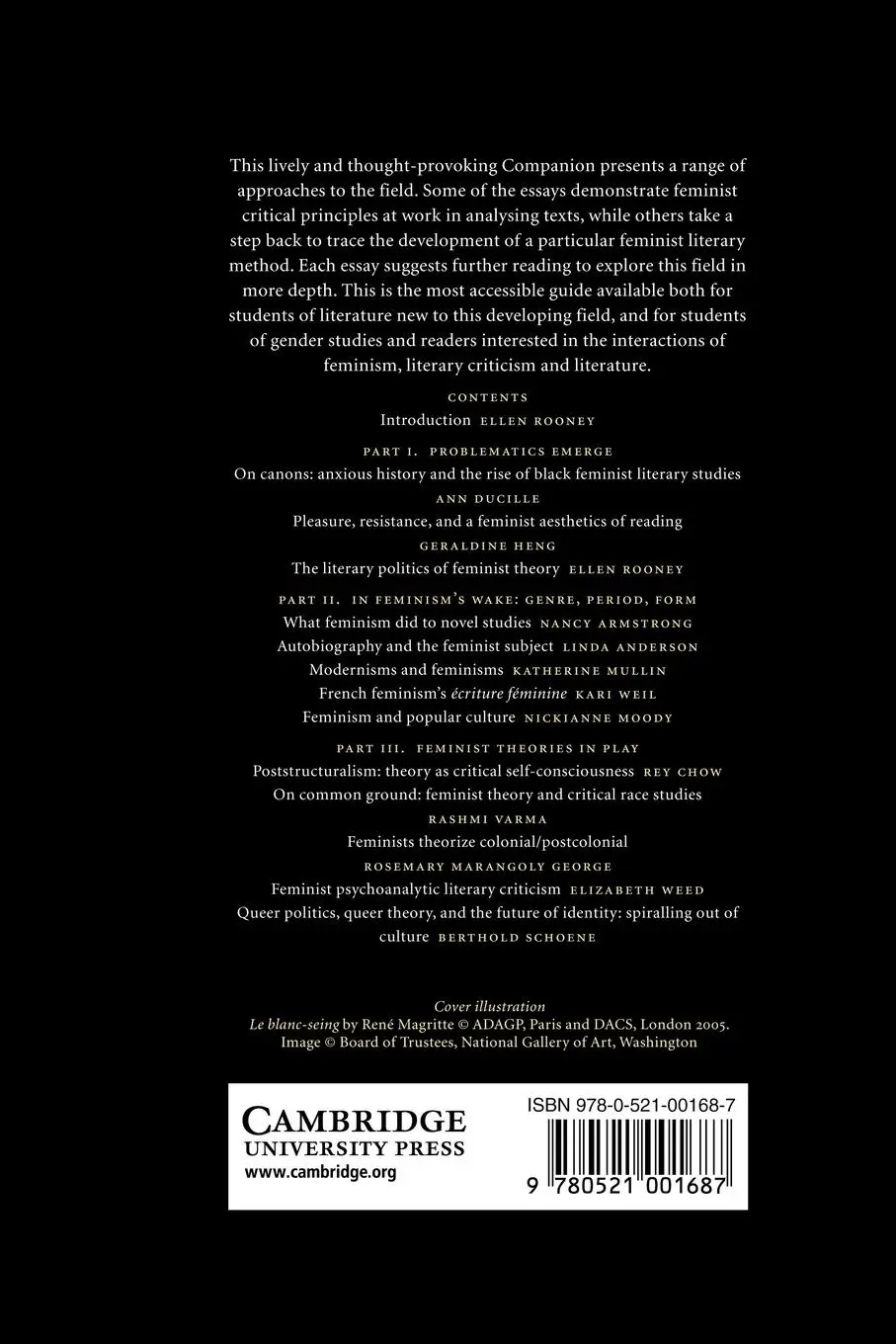 Rückseite: 9780521001687 | The Cambridge Companion to Feminist Literary Theory | Ellen Rooney