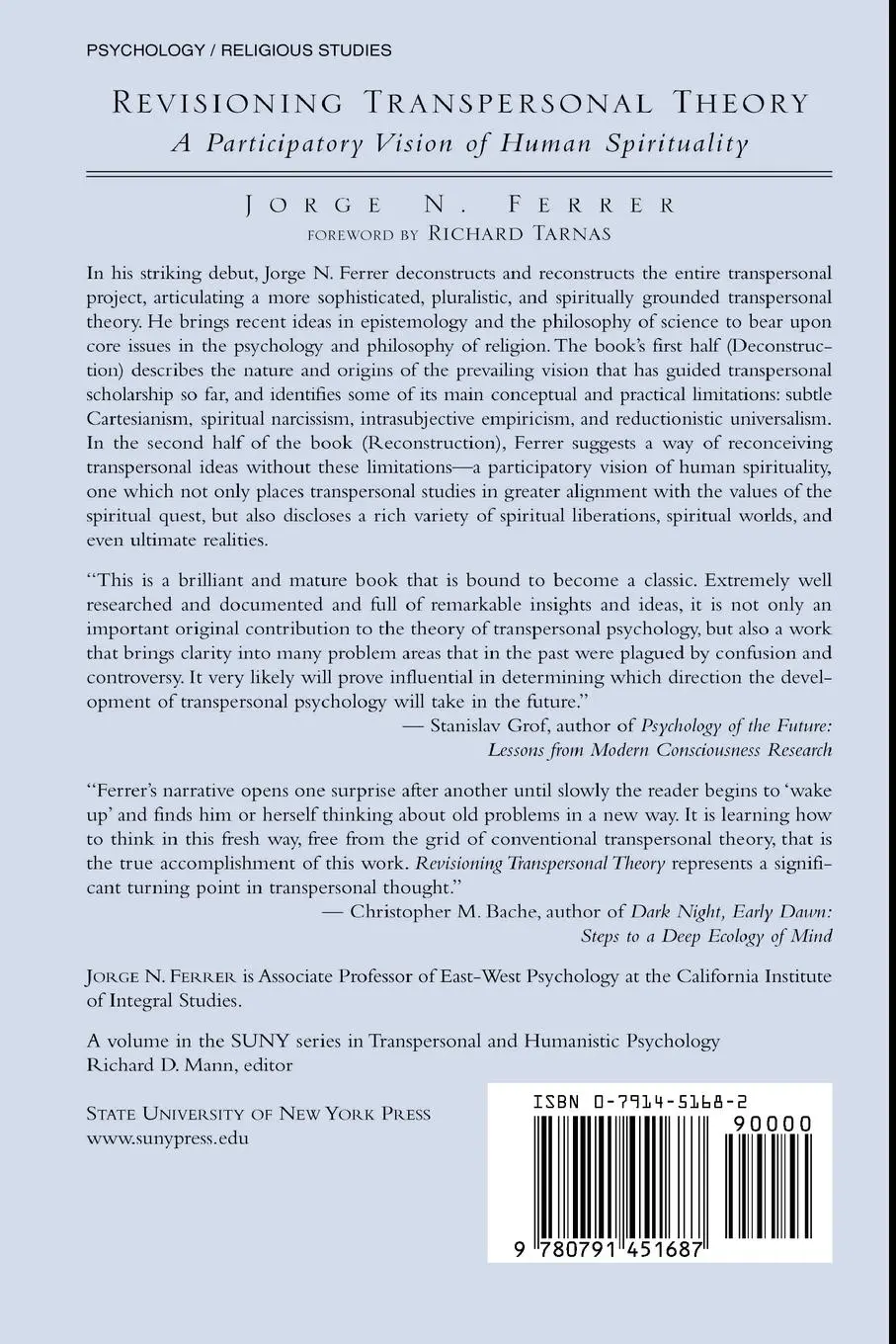 Rückseite: 9780791451687 | Revisioning Transpersonal Theory | Jorge N. Ferrer | Taschenbuch