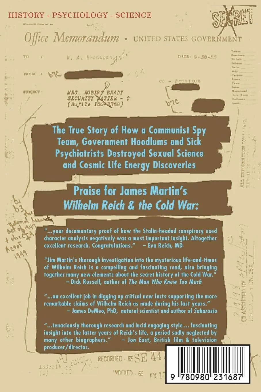 Rückseite: 9780980231687 | Wilhelm Reich and the Cold War | James Edward Martin | Taschenbuch