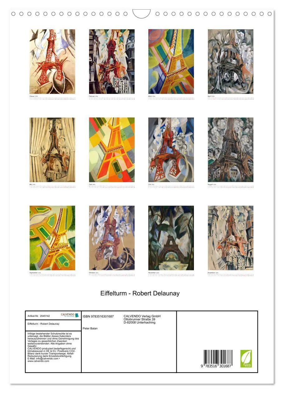 Bild: 9783516301687 | Eiffelturm - Robert Delaunay (Wandkalender 2026 DIN A3 hoch),...