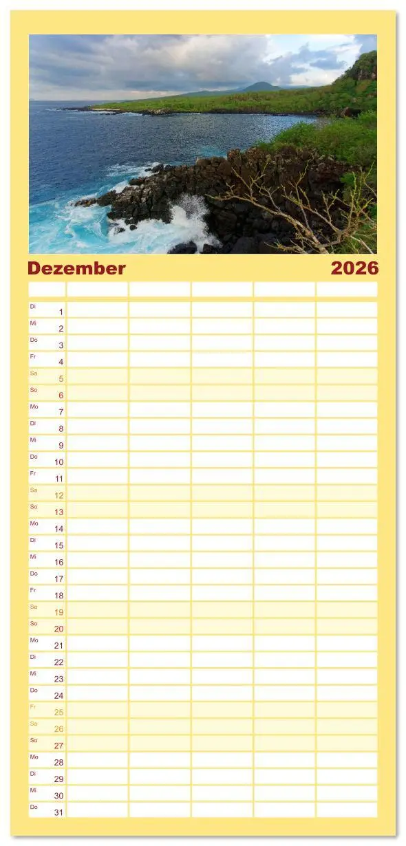 Bild: 9783516611687 | Familienplaner 2026 - Entdecke Galapagos mit 5 Spalten...