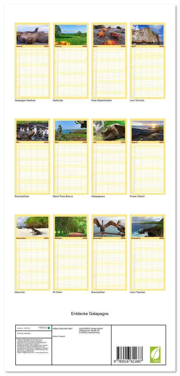 Bild: 9783516611687 | Familienplaner 2026 - Entdecke Galapagos mit 5 Spalten...