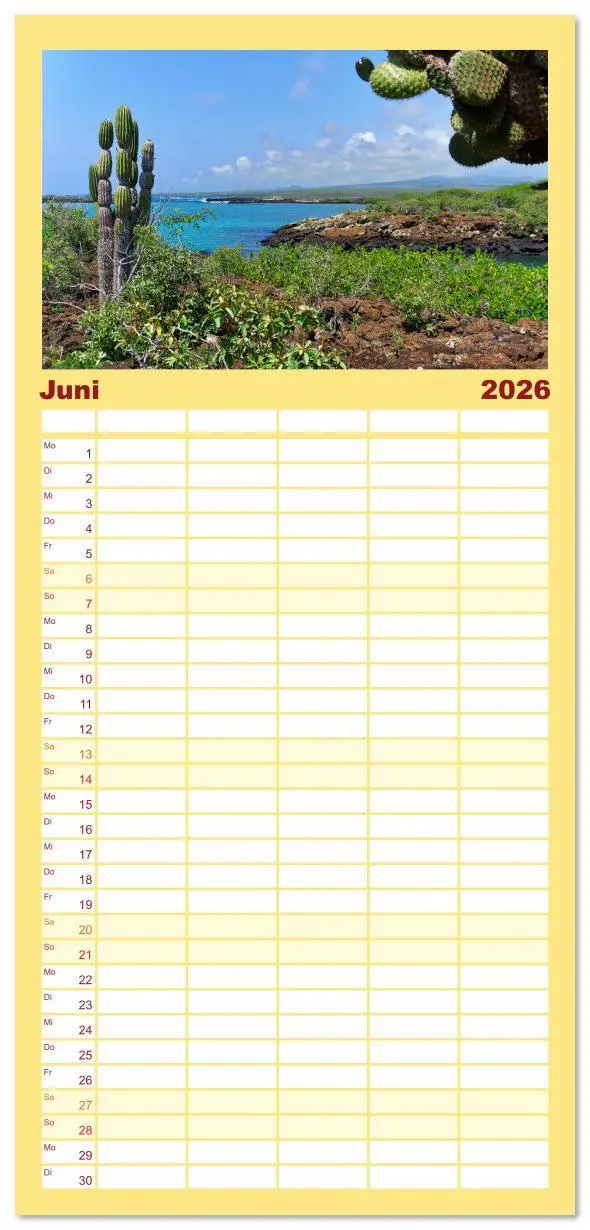 Bild: 9783516611687 | Familienplaner 2026 - Entdecke Galapagos mit 5 Spalten...