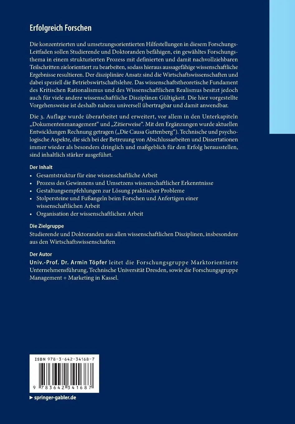 Rückseite: 9783642341687 | Erfolgreich Forschen | Armin Töpfer | Taschenbuch | XXIV | Deutsch