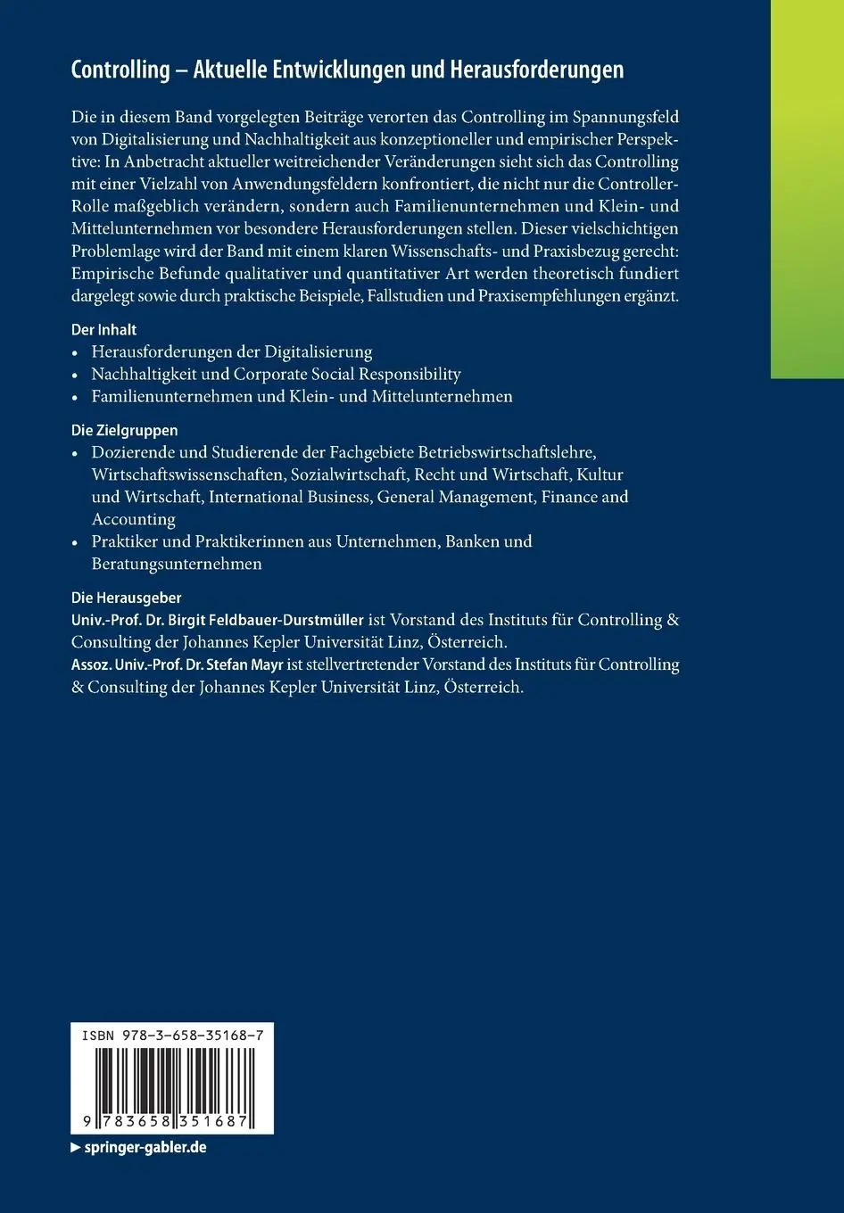 Rückseite: 9783658351687 | Controlling ¿ Aktuelle Entwicklungen und Herausforderungen | Buch | xx
