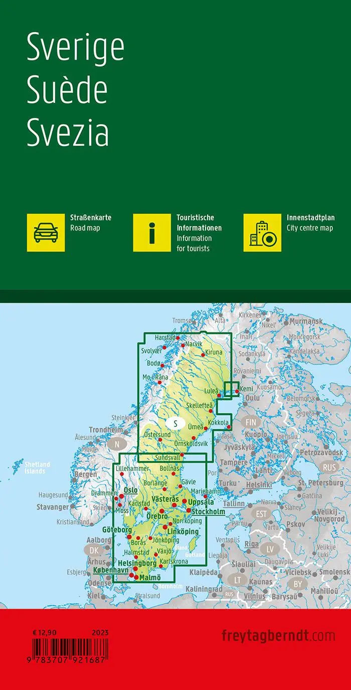 Rückseite: 9783707921687 | Schweden, Straßenkarte 1:600.000, freytag &amp; berndt | Freytag &amp; Berndt