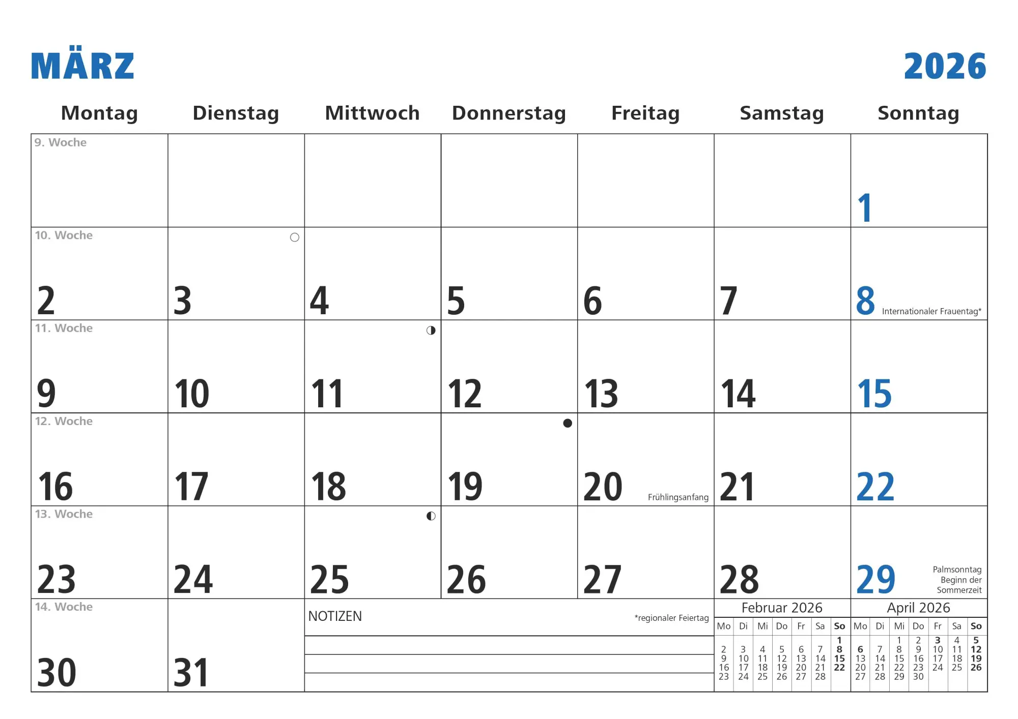 Bild: 4069095001787 | Monatsterminkalender 2026 29,7x21 1M/1S - Drahtkammbindung mit...