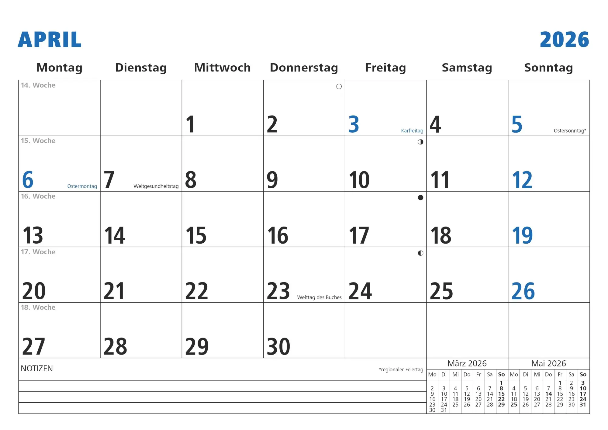 Bild: 4069095001787 | Monatsterminkalender 2026 29,7x21 1M/1S - Drahtkammbindung mit...