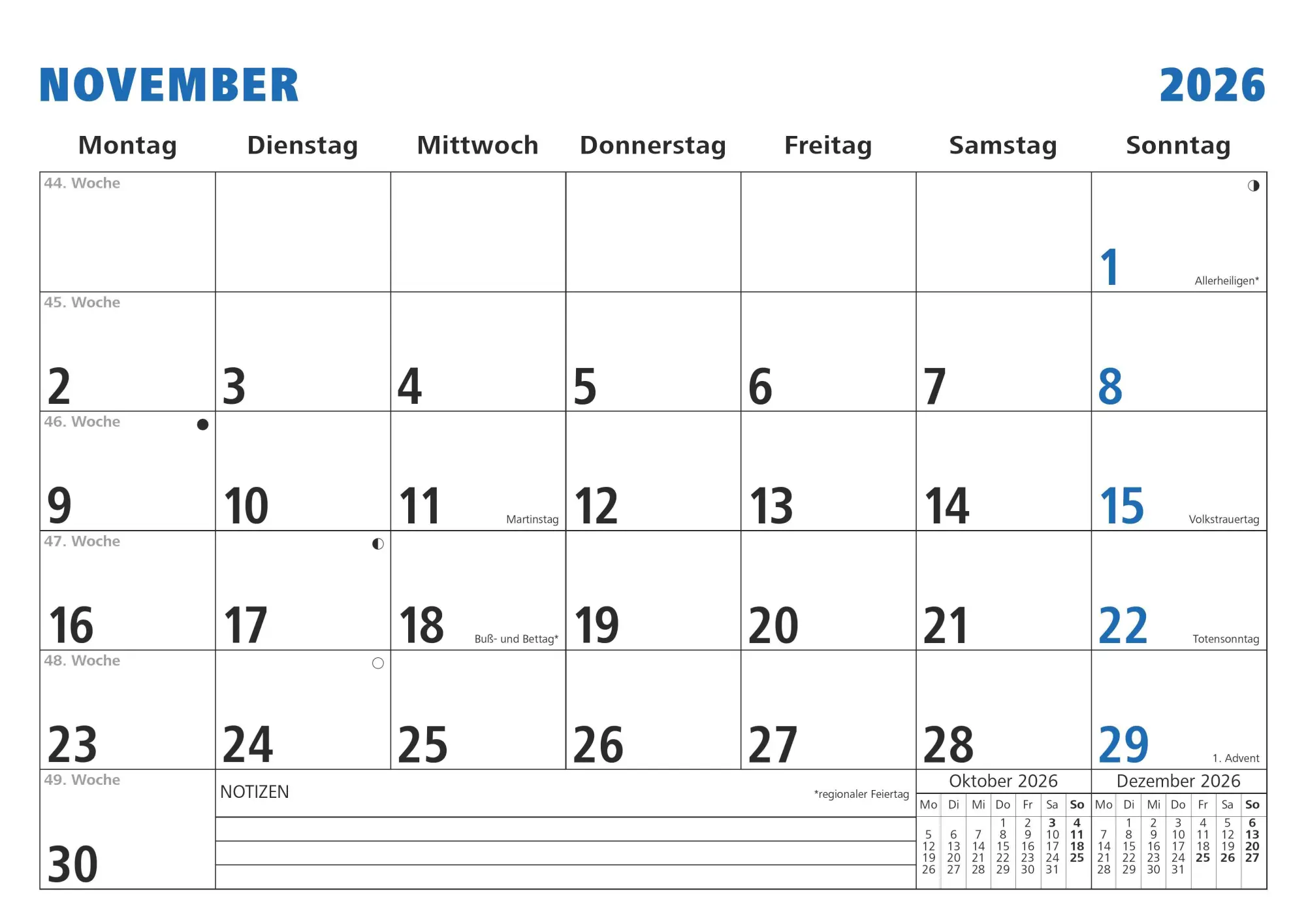 Bild: 4069095001787 | Monatsterminkalender 2026 29,7x21 1M/1S - Drahtkammbindung mit...