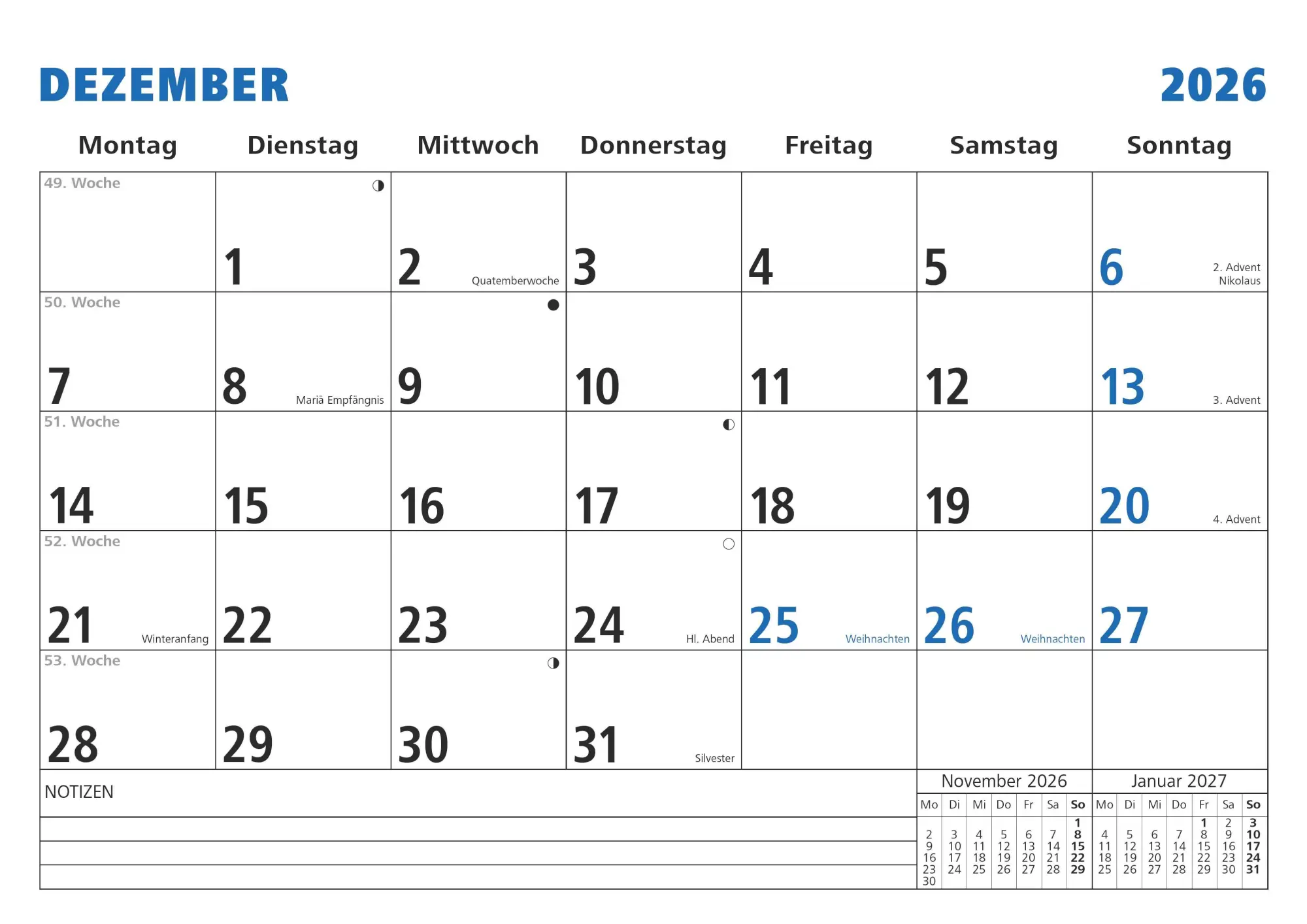 Bild: 4069095001787 | Monatsterminkalender 2026 29,7x21 1M/1S - Drahtkammbindung mit...