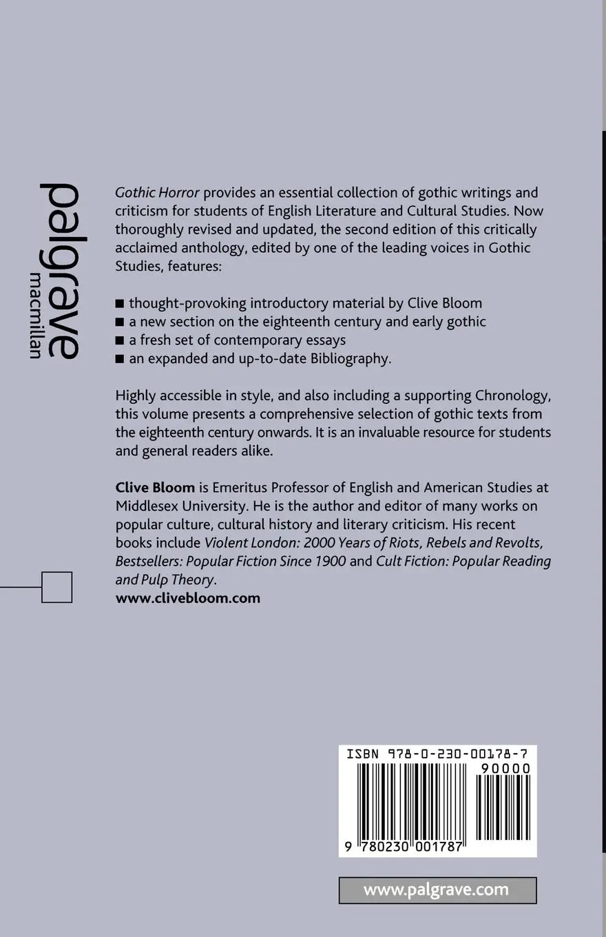 Rückseite: 9780230001787 | Gothic Horror | Clive Bloom | Taschenbuch | 310 S. | Englisch | 2007