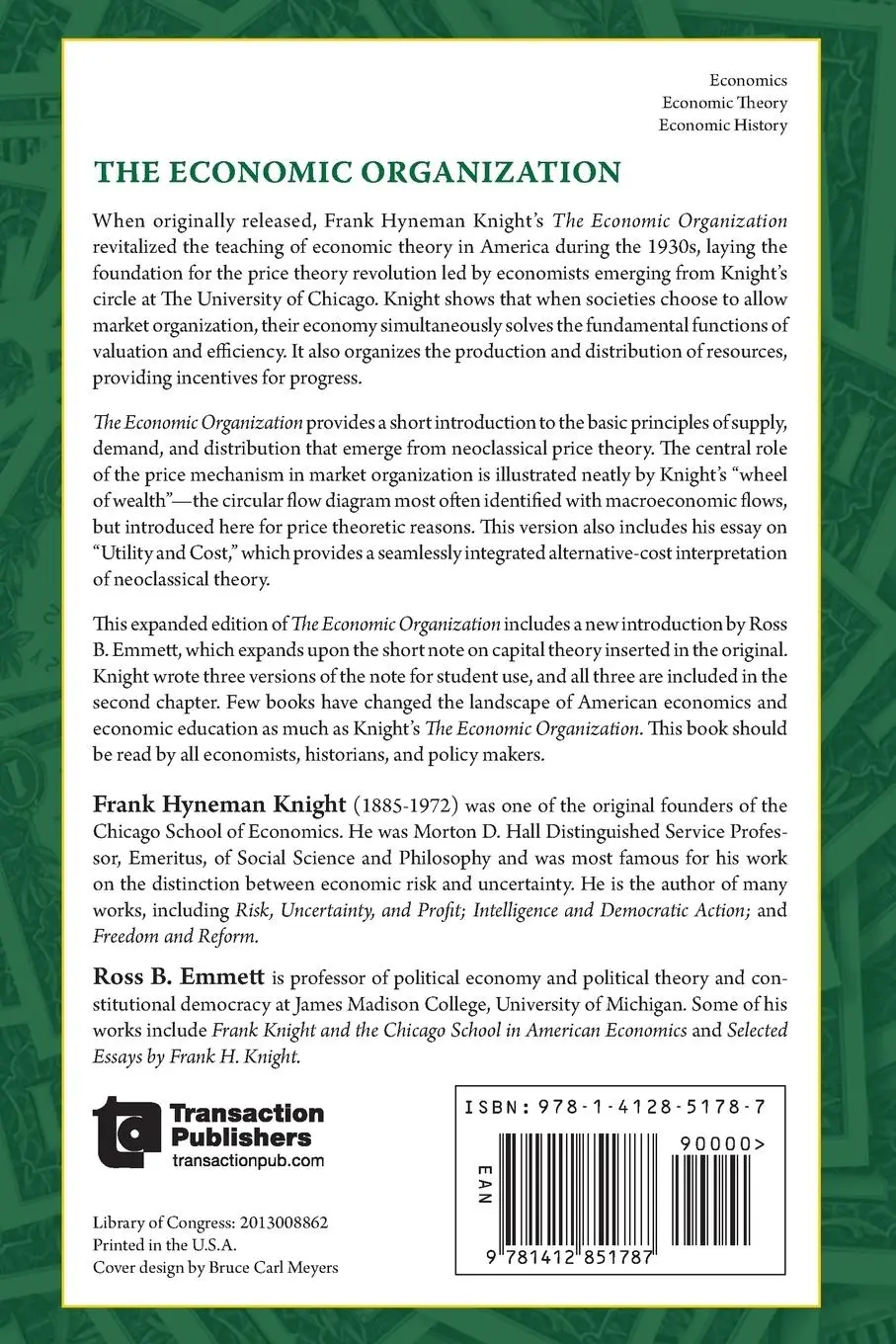 Rückseite: 9781412851787 | The Economic Organization | Frank Knight | Taschenbuch | Englisch