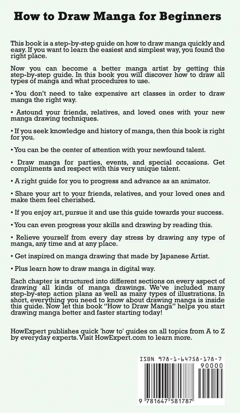 Rückseite: 9781647581787 | How To Draw Manga For Beginners | Howexpert (u. a.) | Buch | Gebunden