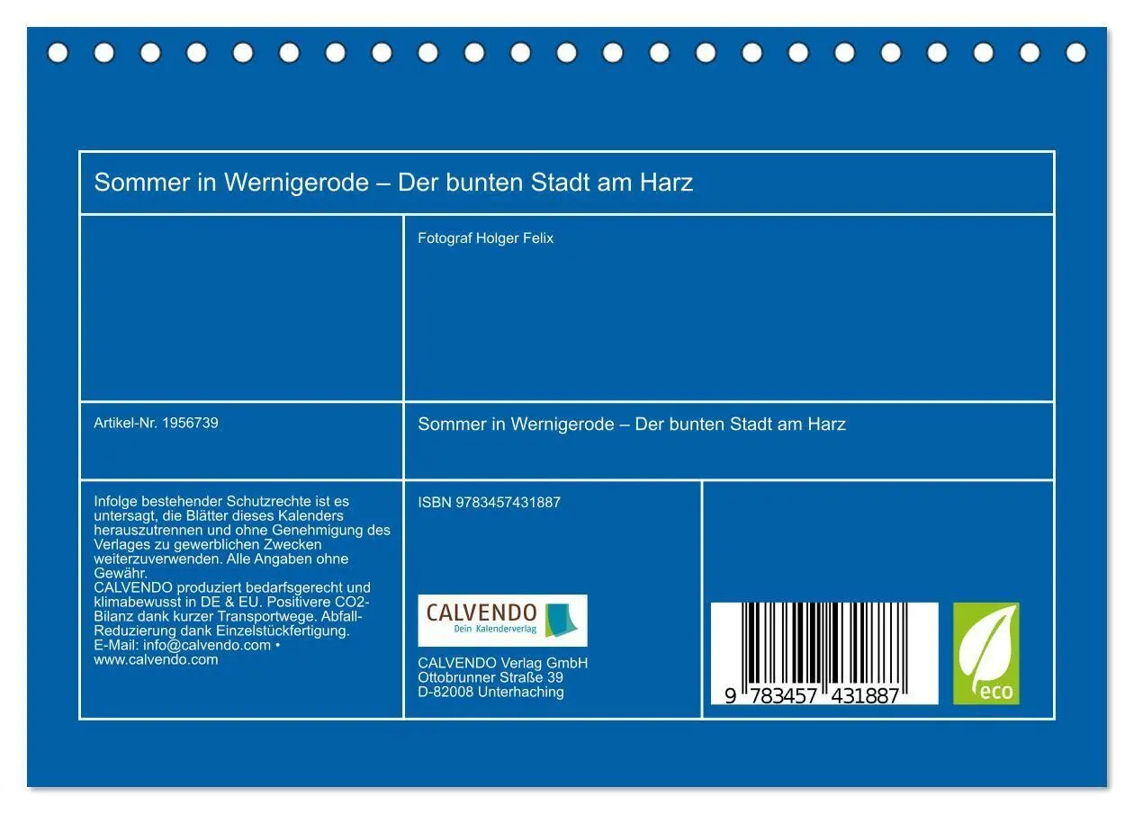 Bild: 9783457431887 | Sommer in Wernigerode - Der bunten Stadt am Harz (Tischkalender...
