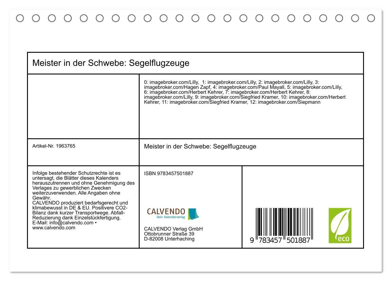 Bild: 9783457501887 | Meister in der Schwebe: Segelflugzeuge (Tischkalender 2026 DIN A5...