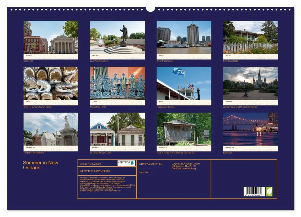 Bild: 9783516141887 | Sommer in New Orleans (Wandkalender 2026 DIN A2 quer), CALVENDO...