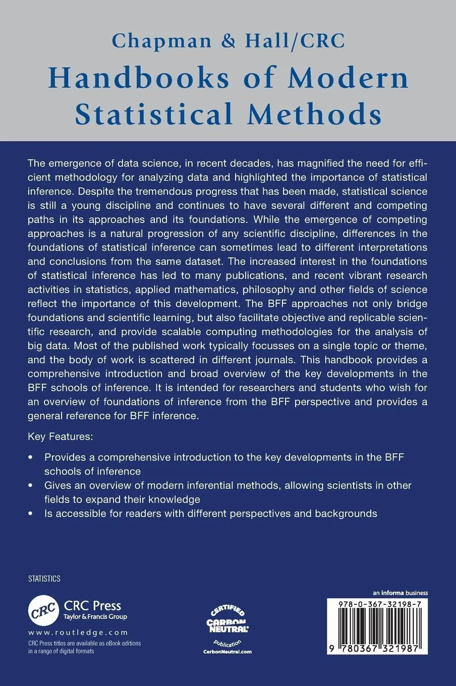 Rückseite: 9780367321987 | Handbook of Bayesian, Fiducial, and Frequentist Inference | Buch