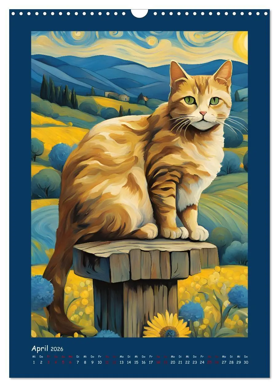 Bild: 9783457281987 | Katzen im Farbenspiel (Wandkalender 2026 DIN A3 hoch), CALVENDO...
