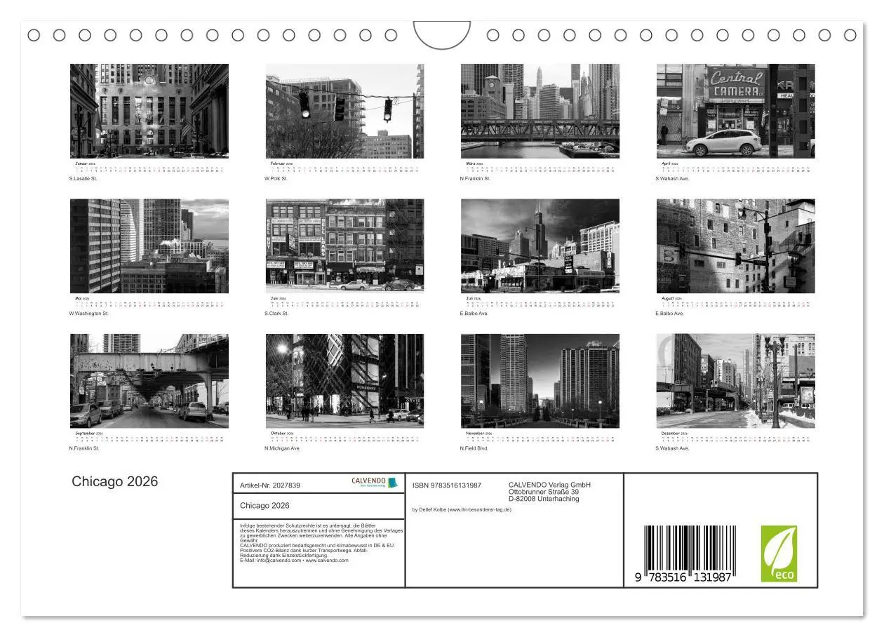 Bild: 9783516131987 | Chicago 2026 (Wandkalender 2026 DIN A4 quer), CALVENDO Monatskalender