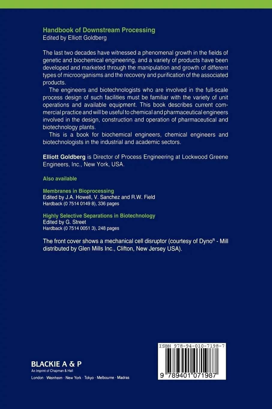 Rückseite: 9789401071987 | Handbook of Downstream Processing | E. Goldberg | Taschenbuch | xxviii