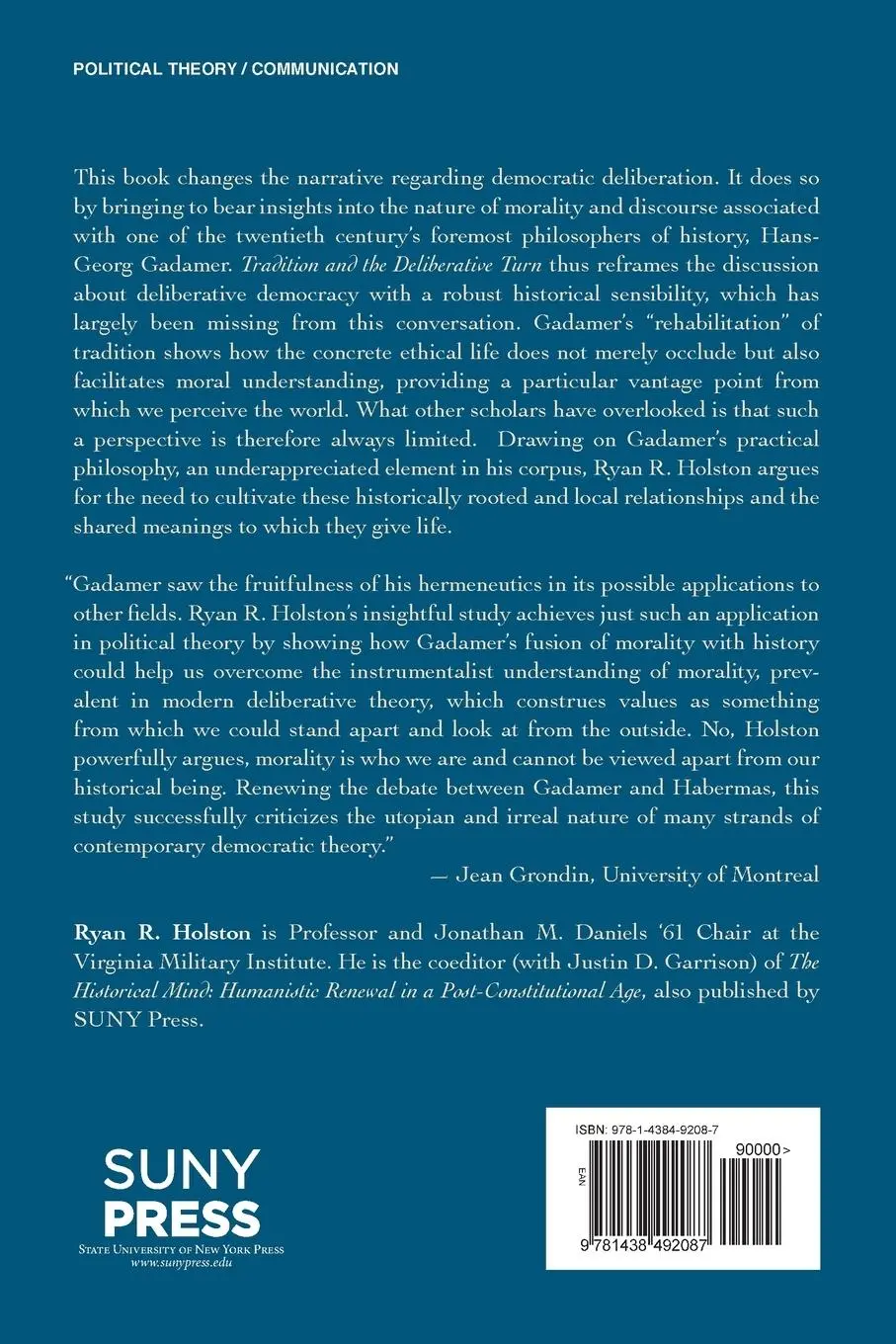 Rückseite: 9781438492087 | Tradition and the Deliberative Turn | Ryan R. Holston | Taschenbuch