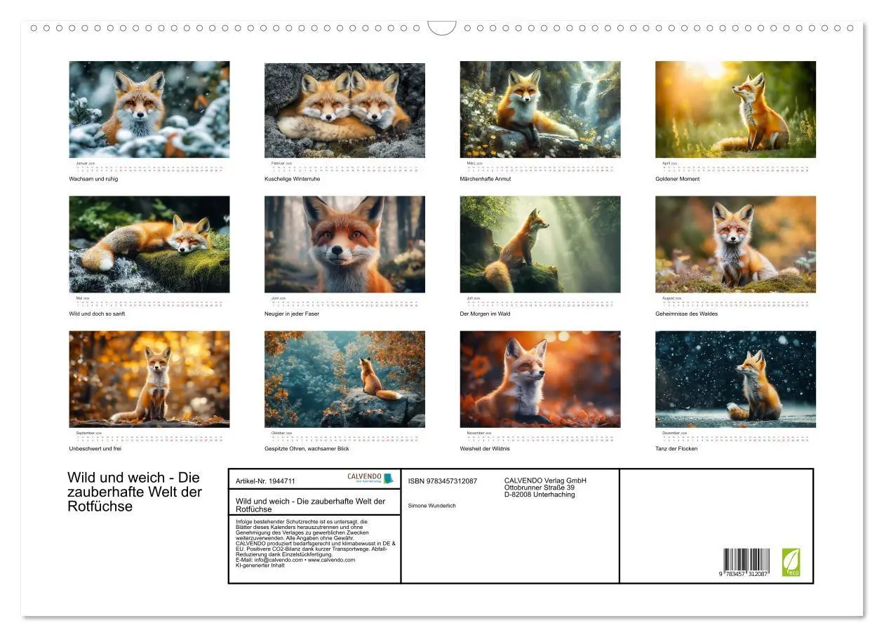 Bild: 9783457312087 | Wild und weich - Die zauberhafte Welt der Rotfüchse (Wandkalender...
