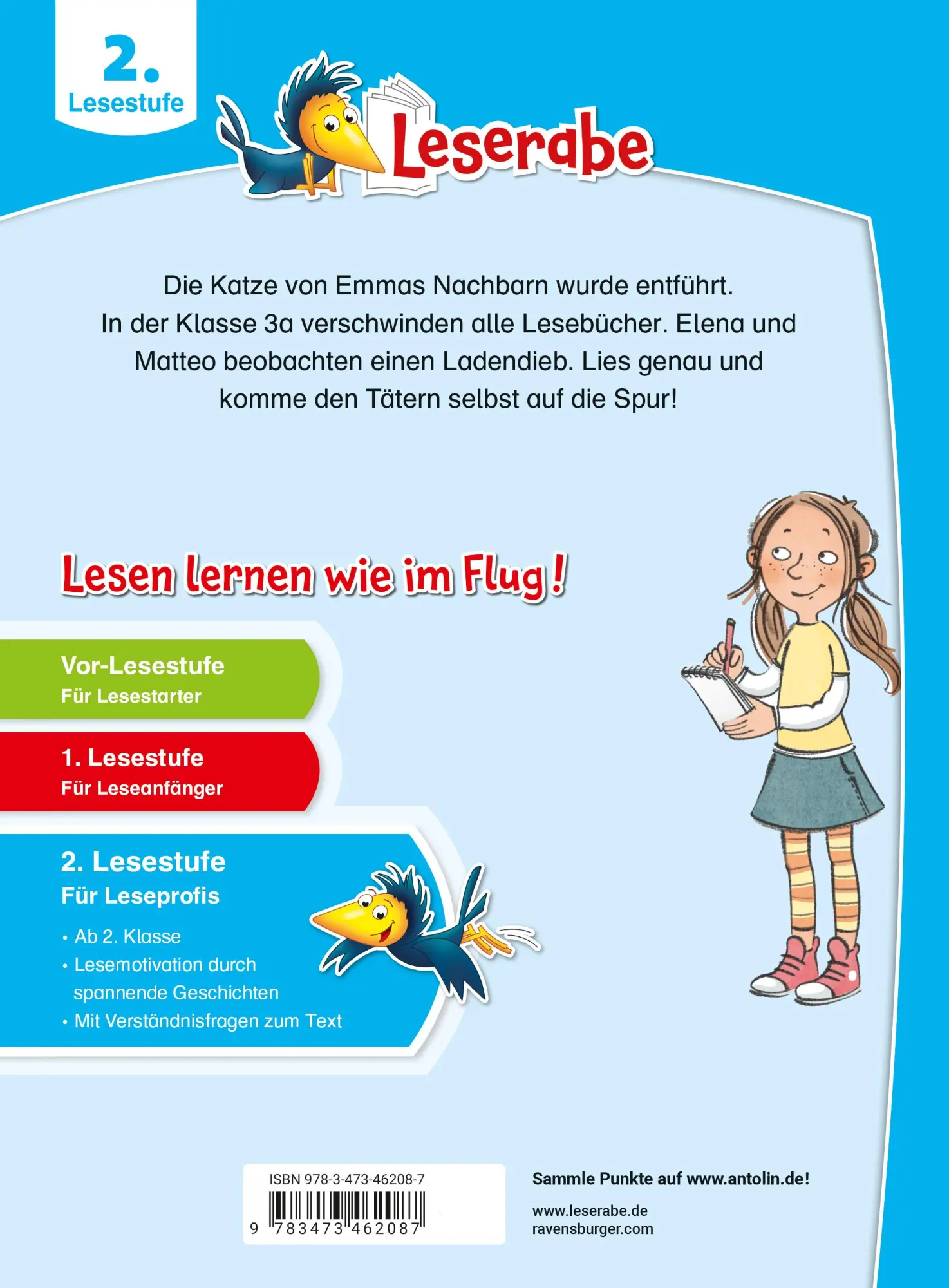 Rückseite: 9783473462087 | Leserabe - 2. Lesestufe - Spannende Detektivgeschichten zum Mitraten