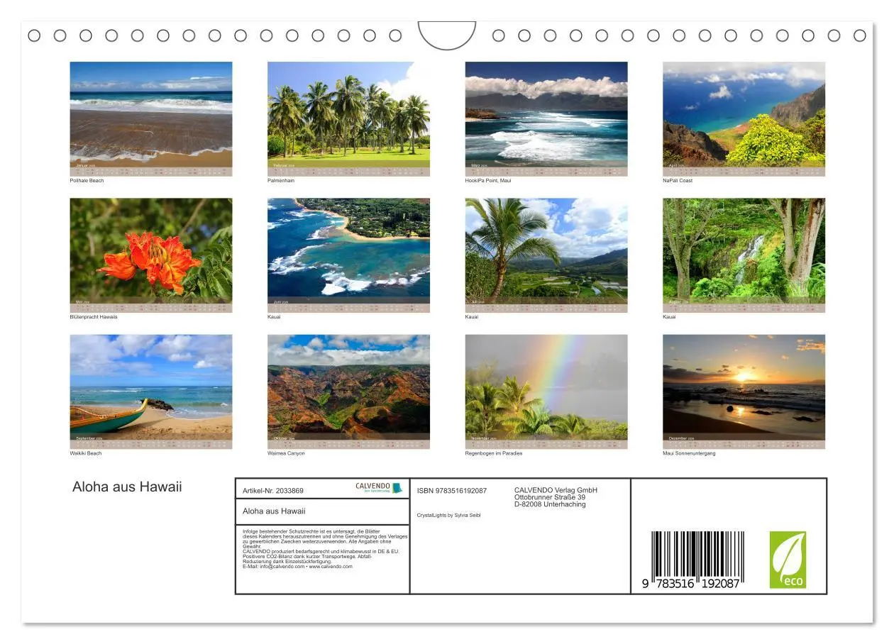 Bild: 9783516192087 | Aloha aus Hawaii (Wandkalender 2026 DIN A4 quer), CALVENDO...