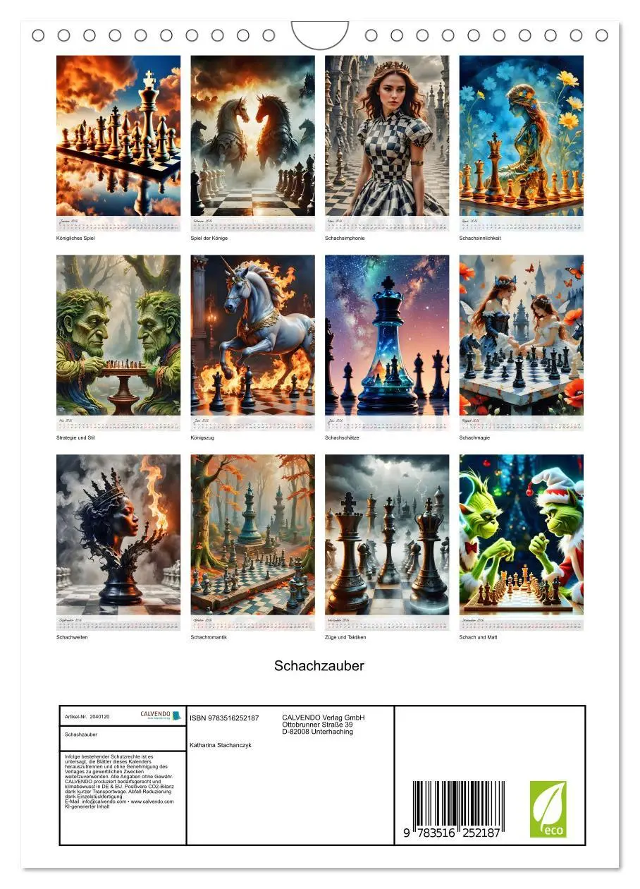 Bild: 9783516252187 | Schachzauber (Wandkalender 2026 DIN A4 hoch), CALVENDO Monatskalender