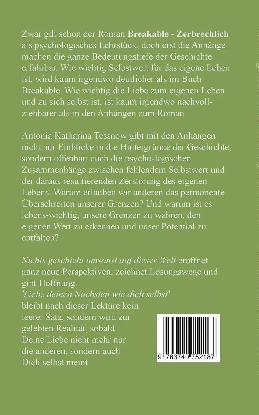 Rückseite: 9783740752187 | Nichts geschieht umsonst auf dieser Welt | Antonia Katharina Tessnow